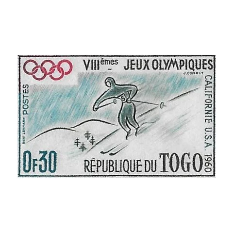 1960 Togo Winter Olympics Skiing California 30 Unused Stamp Cover