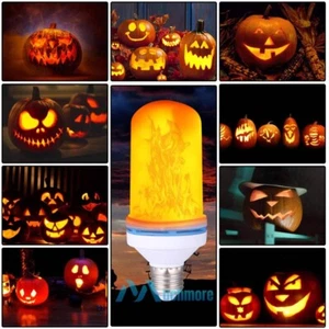 LED Flame Effect Fire Light Bulb 4 Modes E27 Simulated Flicker Xmas Party Decor - Picture 1 of 16