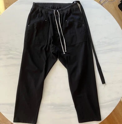 Calça longa Rick Owens DRKSHDW preta com cordão de carga tamanho XXL (34-42 x 29) - Imagem 1 de 4