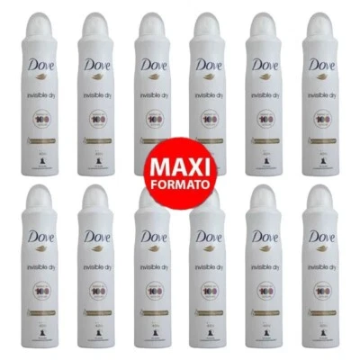 12pz Deodorante Dove Invisible Dry Clean Touch maxi formato spray 250ml - Immagine 1 di 4