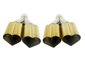 3" ID/4" OUT/10" Dual Heart Shape Exhaust Tip Gold NT-HEART-2GD - Picture 1 of 2