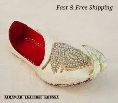 JAMAWAR US 7-11 MEN HANDMADE CREAM TRADITIONAL LEATHER KHUSSA - Image 1 of 4