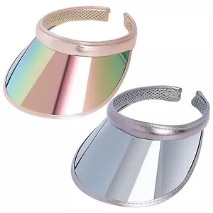 2 Pack Sun Visor Hats Women UV Sports Iridescent Multi Color Tennis Golf UPF ... - Picture 1 of 7