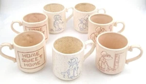 1976 Duncan Ceramic Coffee Cup Lot of 7 Home Sweet Home Farm Homemaker - Picture 1 of 4