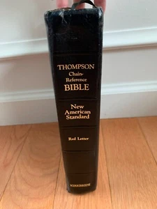 Thompson Kettenreferenz Bibel Leder Kirkbridge 1993 roter Buchstabe NASB - Bild 1 von 9