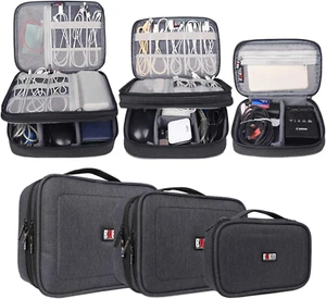 3Pcs Double Layer Electronic Organizer, Travel Gadgets Bag for Cables, External - Picture 1 of 12