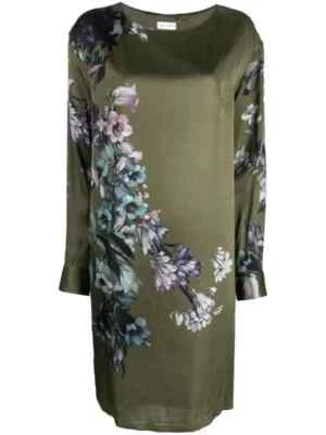 Dries Van Noten Duzco Satin Printed With Hyrangea Bouquets Dress Sz 36 #D7507 - Image 1 of 4