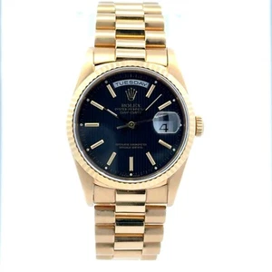1990 Rolex Day-Date #18238 - Gold President Black Dial Double Quick - Picture 1 of 6