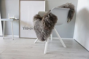 Genuine Rare Norwegian Sheepskin Rug Silky Soft Wool Silver Grey Brown SS 98 au - Picture 1 of 5