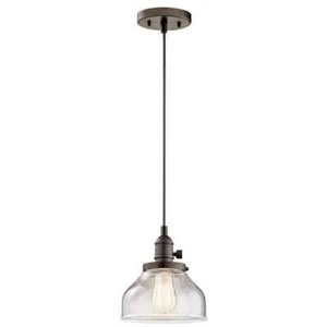 KICHLER Avery 8 in. 1-Light Olde Bronze Farmhouse Shaded Kitchen Bell Mini Penda - Picture 1 of 6