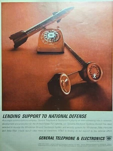 GT&E Teléfono Rojo Sistema de Lanzamiento de Misiles Nucleares Anuncio Impreso De Colección 1963 - Imagen 1 de 2