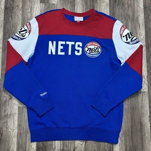 Mitchell Ness New Jersey Nets Sweatshirt Mens Medium NBA Basketball Pullover - Picture 1 of 10
