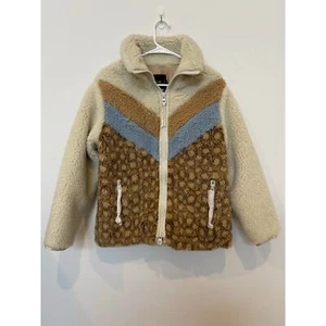 NWT Coach Signature Sherpa Jacket Small Cream, Brown, Blue - Picture 1 of 11