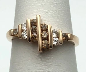 14k rose Gold Ring with 0.36cts of White and Chocolate Diamonds   Size: 5.25 - Picture 1 of 12