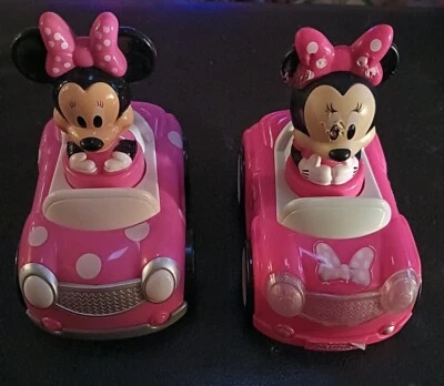 Disney Hap-P-Kid Baby Minnie Mouse Push Go Car & Minnie Car Sounds Lights Lot 2 — 第 1/4 张图片