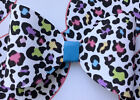 "LEOPARD PRINT" FUNKY MULTI 4 INCH PRINTED CANVAS FABRIC BOW LOOPS HAIR BOWS
