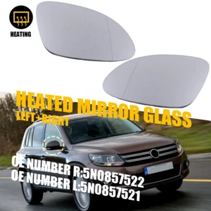 2X Left Right Side Mirror Glass Heated for VW Tiguan 2009-2017 w/Backing Plate Y - Picture 1 of 14