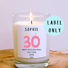 Personalised 30th Birthday candle label, personalised 30th birthday gift