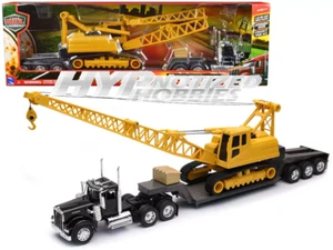 NEW RAY 1:32 KENWORTH W900 BLACK WITH CRANE YELLOW    11293E - Picture 1 of 3