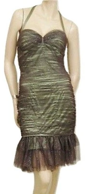 NEW Nordstrom Faviana Glitter Evening Women Ruffle Sheer Dress Size 7 or 8 - Image 1 of 4