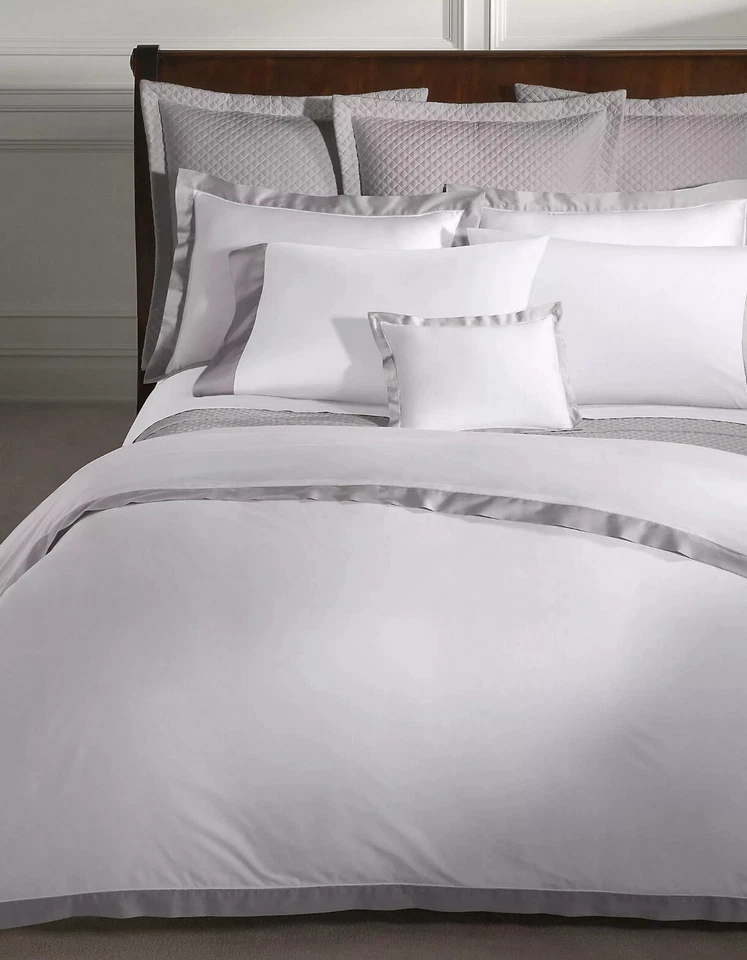 Ralph Lauren Home RL Organic Sateen Border King Duvet Cover True Platinum
