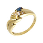 Pre-Owned 9ct Gold Sapphire & Cubic Zirconia Wave Dress Ring Size: K 9ct gol...