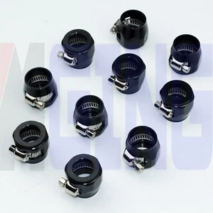 6an an-6 6 Gas Fuel Line Oil Hose Clamp Finisher HEX-6 Finishers 10PCS BLK - Foto 1 di 5