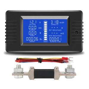 DC Battery Monitor Meter LCD Display 0-200V 0-300A Shunt Digital Multimeter - Picture 1 of 8