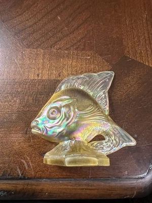 FENTON glass yellow iridescent carnival sun fish - Image 1 of 4