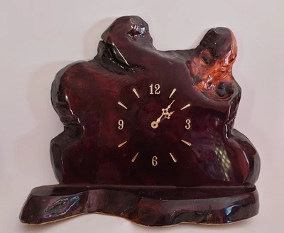 Vintage Live Edge Wall Clock Burl Wood Tree Slab Handmade Epoxy Coating - Image 1 of 4