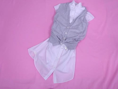 Abito SACAI maglia gilet combinazione plissettato camicia vestito manica francese Giappone