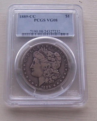 1889 CC MORGAN SILVER DOLLAR PCGS VG08  - Image 1 of 4