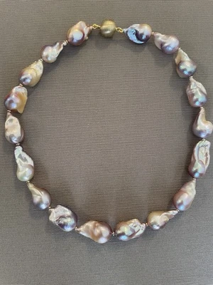 Kasumi/Ming Barock Perlen Kette 925 Sterling Silber Vergoldet - Bild 1 von 4