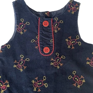 Samantha Says Girls Dress Jumper Navy Blue Sleeveless Corduroy Embroidered Sz 5 - Picture 1 of 9