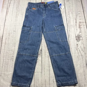 NWT EMPYRE Youth SK8 Denim Cargo Blue Size 27 Relax Loose Fit ADJUSTABLE WAIST - Picture 1 of 23