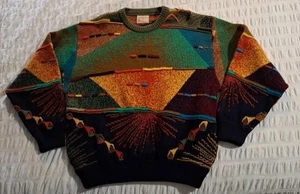 Geccu Australia Sweater Mens Large 3D Knit 90s Abstract Pure Wool COOGI Style - Picture 1 of 13