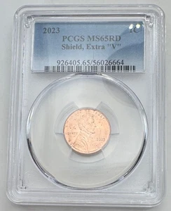 2023 Lincoln Shield Cent Extra V - PCGS Graded MS65RD - Penny - 1C - Xtra V - Bild 1 von 2