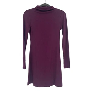 Michael Stars Größe Small Pflaume Rippstrick Langarm Stehkragen Kleid - Bild 1 von 14