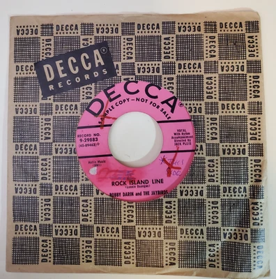 Bobby Darin and Jaybirds ROCK ISLAND LINE (PROMO 45) #29883 PLAYS VG+ TO VG++ Foto 1 de 4