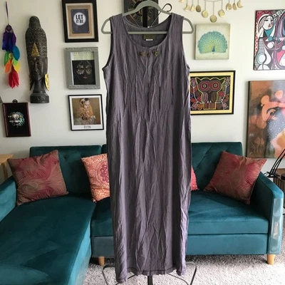 A SPENCE Spencer Alexis size XL Purple Pintuck Floral Applique Sleeveless Dress - Image 1 of 4