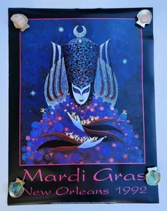 Vintage Mardi Gras 1992 Richard Hunter Print Rare Large Poster - Bild 1 von 11