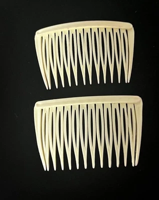 Vintage 1980s Goody Side Hair Comb Updo Matching Pair Light Yellow Made in USA - Image 1 of 4