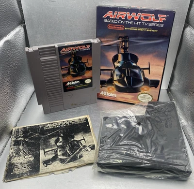 Nintendo NES, AIRWOLF, by AKLAIM, Box, Cartrage and a copy of the book - Image 1 of 4