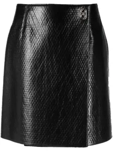 Falda de cuero Salvatore Ferragamo negra en relieve nueva talla 38 IT 4 EE. UU. - Imagen 1 de 5
