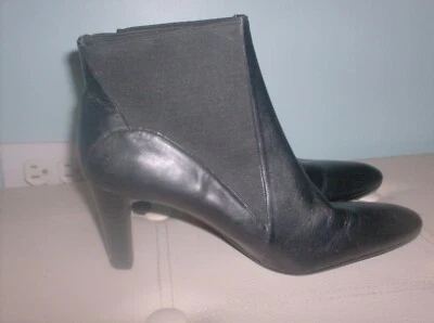 Coldwater Creek Leather Black Ankle Boots Sz 6.5 Women's Booties Side Stretch  - Image 1 of 3