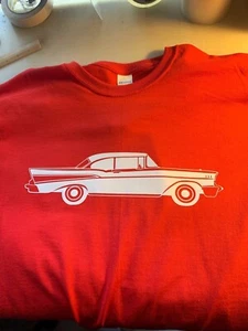 Camisa 1957 57 Chevy Bel Air Vista Lateral Camisa Coche Chevrolet Tri Five 210 Post 283 - Imagen 1 de 8