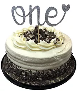 ONE First Birthday Cake Topper Pick SILVER Happy 1st Smash Party Decorations NEW - Picture 1 of 3