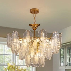 Tinkoso Gold Crystal Chandelier24-inch Glass Kitchen Island Lights10 Lights D... - Picture 1 of 9