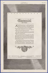 Vintage 1920 BRUNSWICK Records Brunswick Balke Collender Company 20's Print Ad - Picture 1 of 1