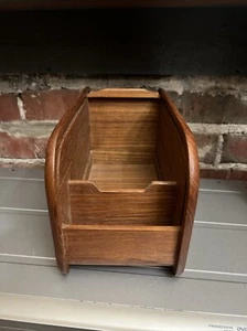Vintage 80s Kalmar Teak Wood Rolltop Storage Box ~ Great Condition - Afbeelding 1 van 10